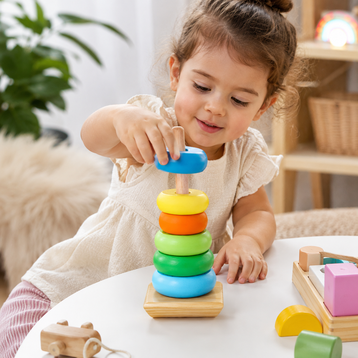 Wooden Rainbow Ring Stacker