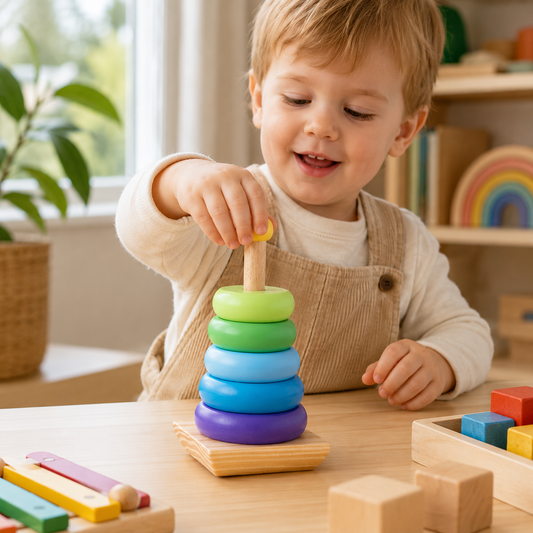 Wooden Rainbow Ring Stacker