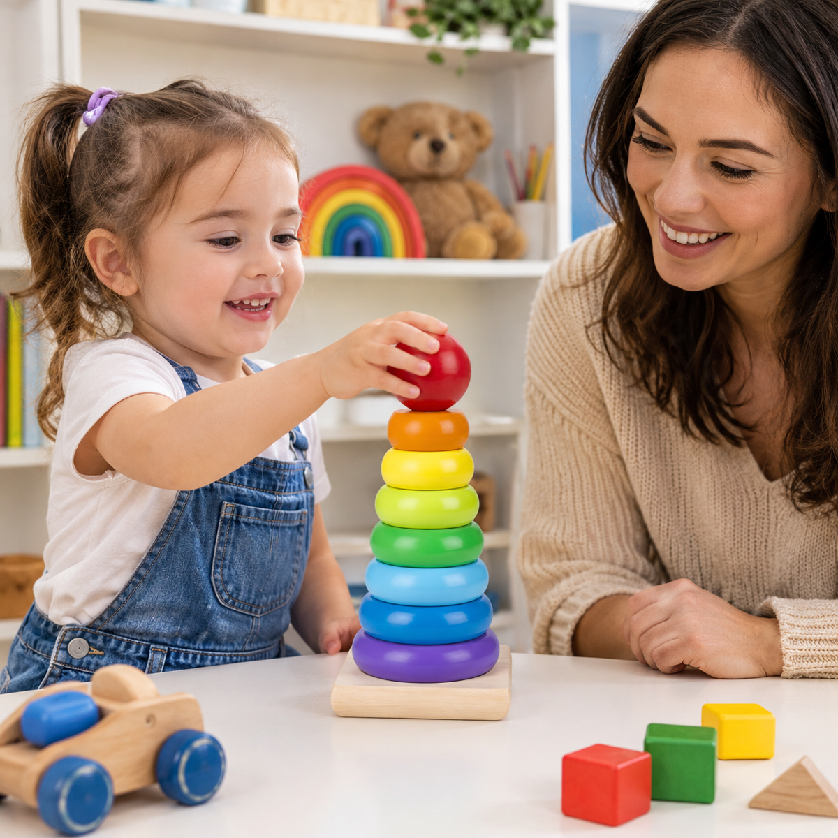Wooden Rainbow Ring Stacker
