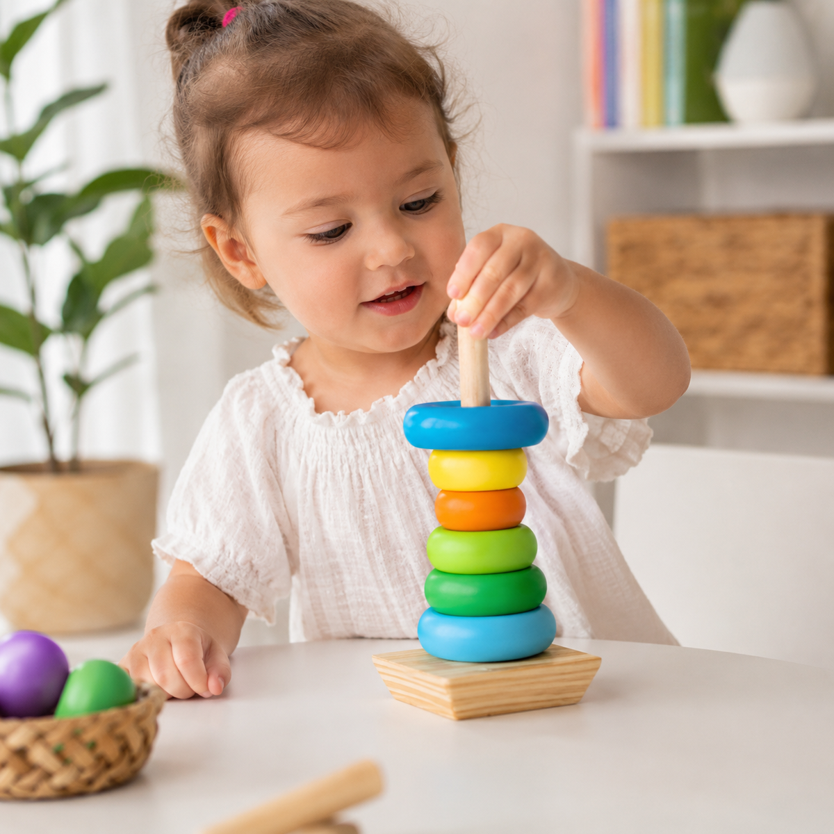 Wooden Rainbow Ring Stacker