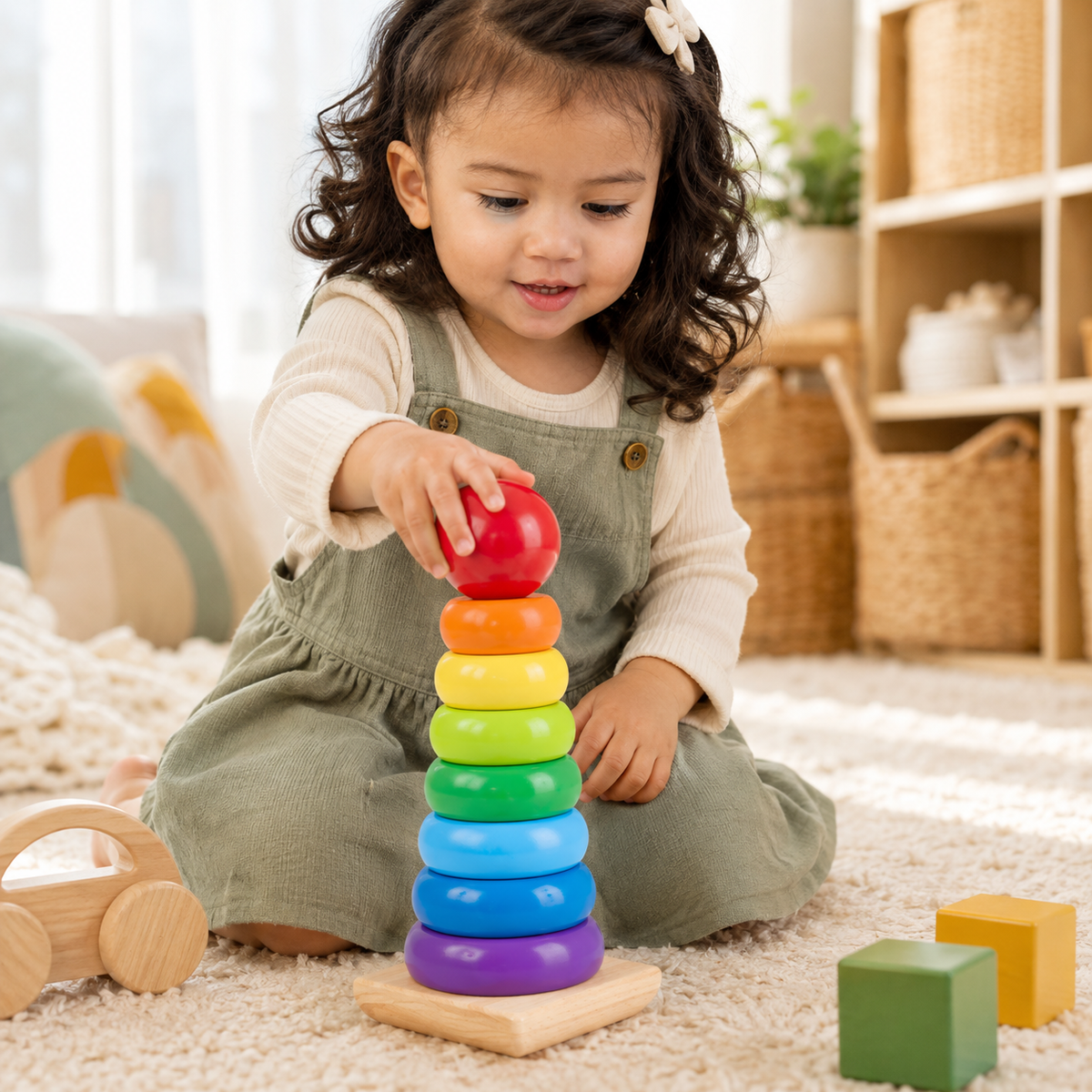 Wooden Rainbow Ring Stacker