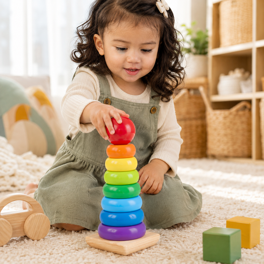 Wooden Rainbow Ring Stacker