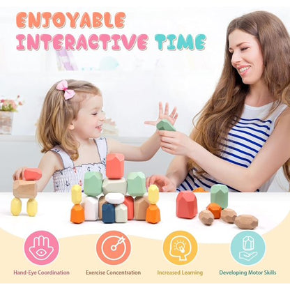 36-Piece Wooden Stacking Stones