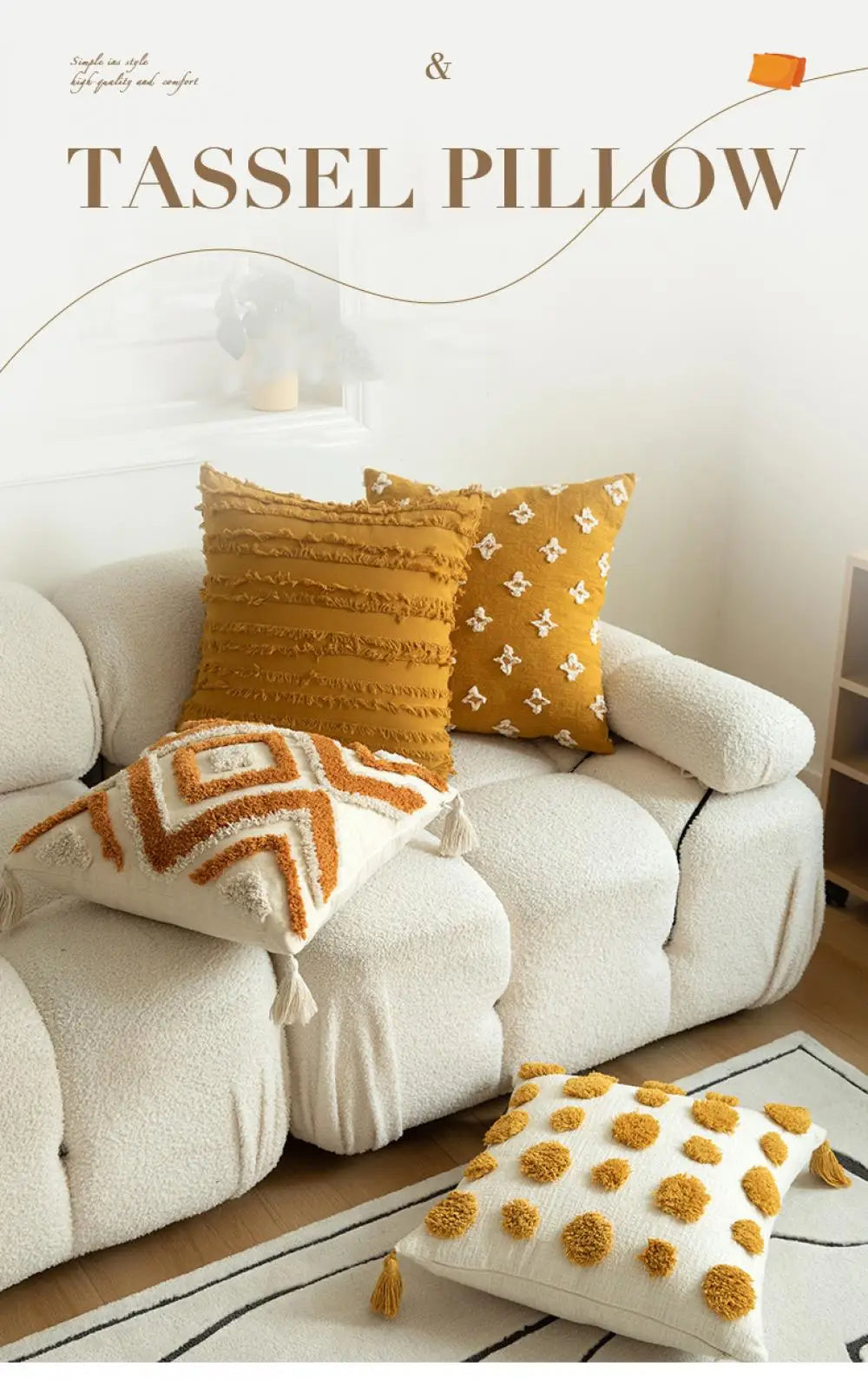 Boho Jacquard Tassel Cushion Cover