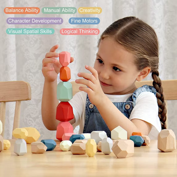 36-Piece Wooden Stacking Stones