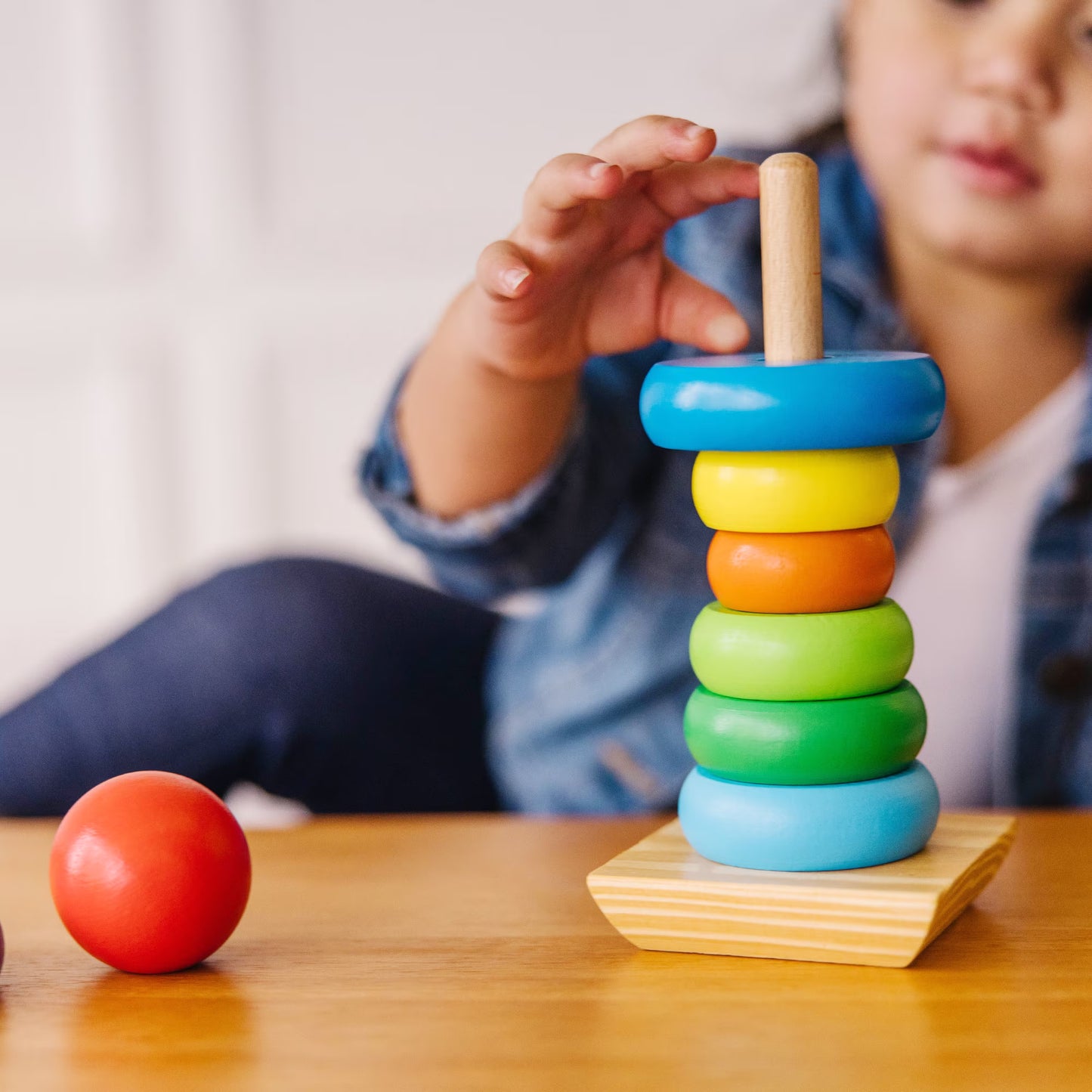 Wooden Rainbow Ring Stacker